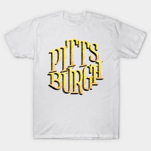 Pittsburgh PA Black and Yellow Lettering Design T-Shirt